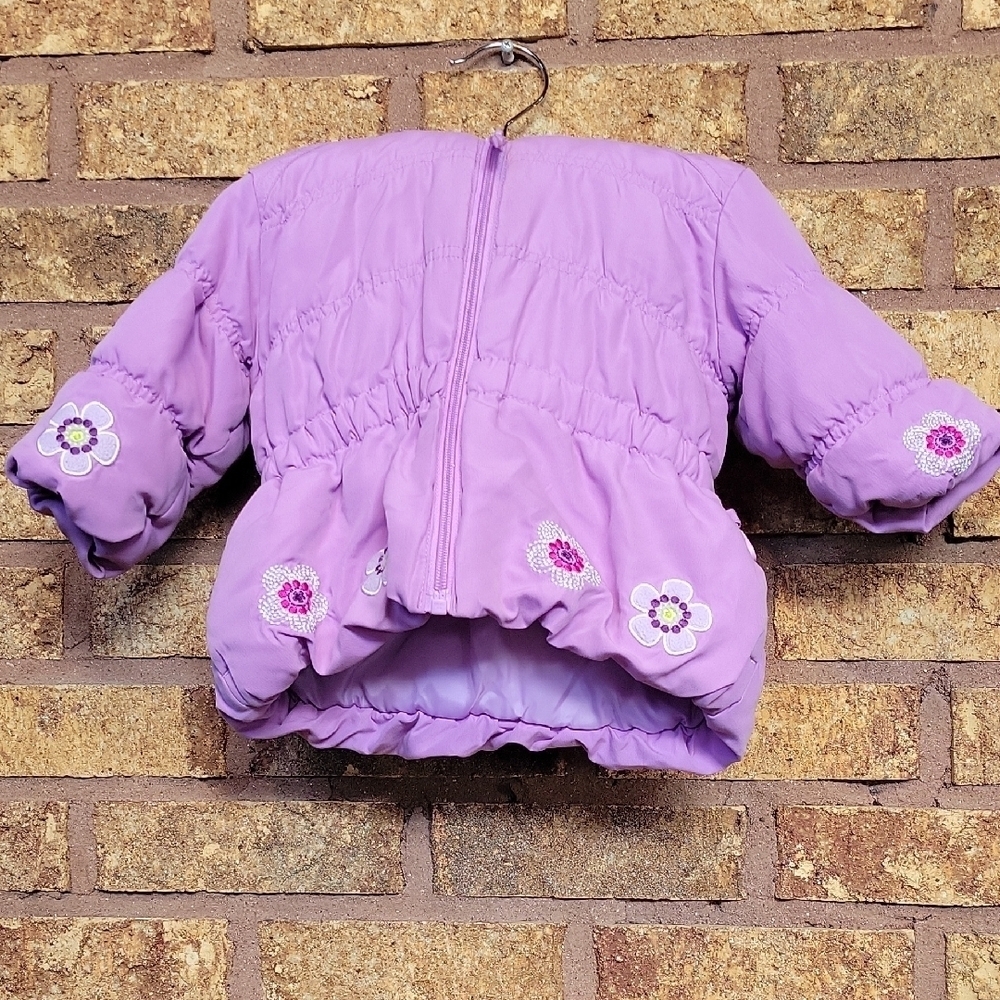 Purple Kids Jacket with Floral Embroidery Size 12 Months